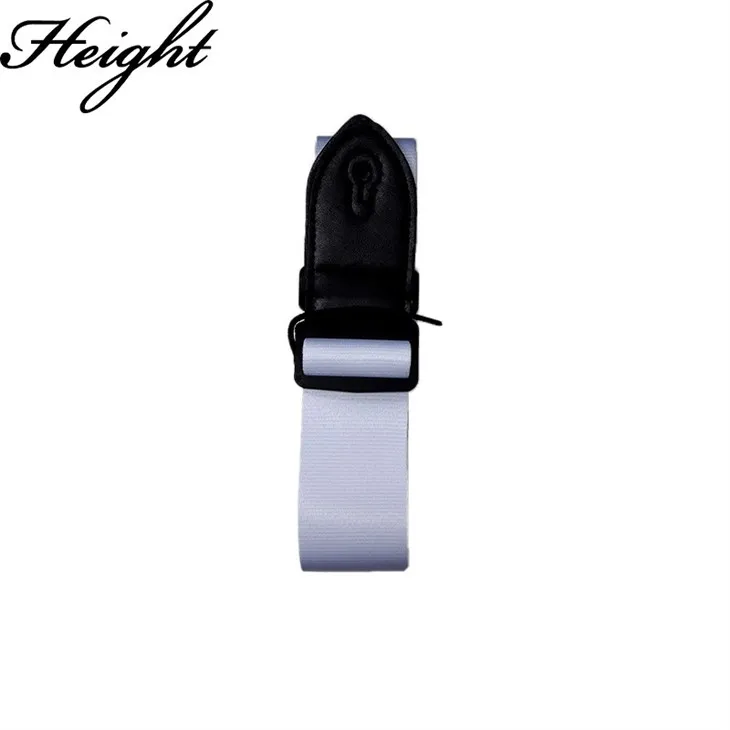Height UKSP06-Y Adjustable Guitar Strap - Polyester Webbing With PU Leather Ends, 80-150cm, White, 3.8cm Width